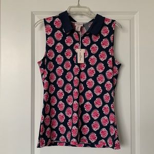 NWT Tommy Bahama Sleeveless Golf Tee Navy/Pink Size L
